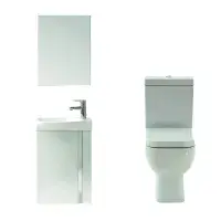 Frontline Lucca Cloakroom Floorstanding Toilet with Soft-Close Seat, 445mm Gloss White Unit & Basin
