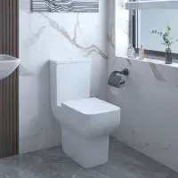Frontline Lucca Cloakroom Floorstanding Toilet with Soft-Close Seat, 445mm Gloss White Unit & Basin