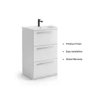 Frontline Mia 600mm Floorstanding Vanity Unit | 3 Drawer Storage