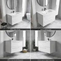 Frontline Mia Furniture - 600mm Wall Hung Unit & Ceramic Basin - Variant Colours