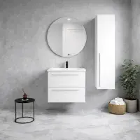 Frontline Mia Furniture - 600mm Wall Hung Unit & Ceramic Basin - Variant Colours