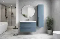 Frontline Mia Furniture - 600mm Wall Hung Unit & Ceramic Basin - Variant Colours