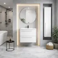 Frontline Mia Furniture - 600mm Wall Hung Unit & Ceramic Basin - Variant Colours