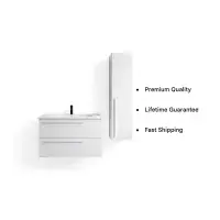 Frontline Mia Furniture - 600mm Wall Hung Unit & Ceramic Basin - Variant Colours