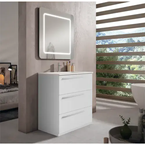 Frontline Mia Furniture - 795mm Floorstanding 3 Drawer Vanity Unit & Ceramic Basin - Various Colours