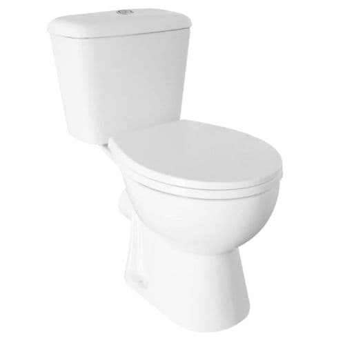 Frontline Monty Curve Close Coupled Toilet With Push Button Cistern And Soft Close Seat - White