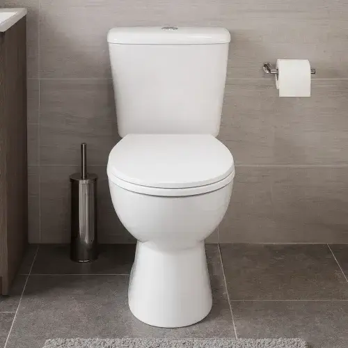 Frontline Monty Modern Curved Close Coupled Toilet & Soft Close Seat