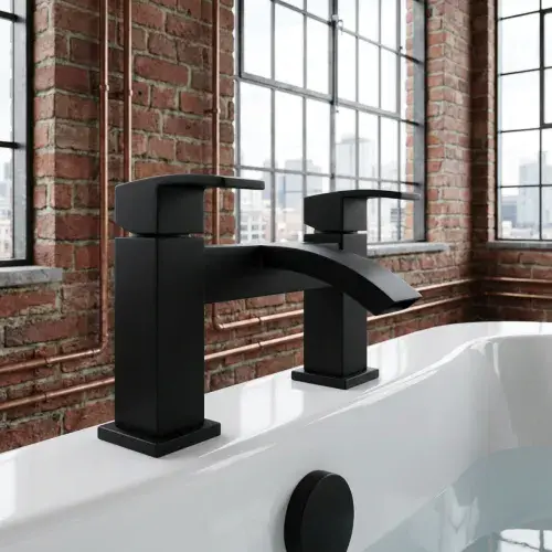 Frontline Onyx Matt Black Bath Filler Tap