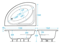 Frontline Orlah 1500x1040mm Corner Bath with Seat | Left or Right Hand
