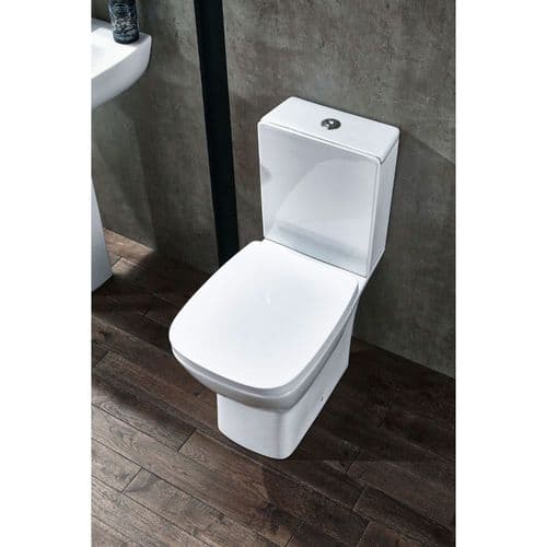 Frontline Piccolo Close Coupled Toilet With Push Button Cistern And Soft Close Seat - White
