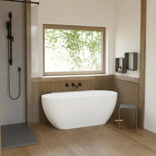 Frontline Stone Resin Havana 1700 x 800mm Back To Wall Freestanding Bath