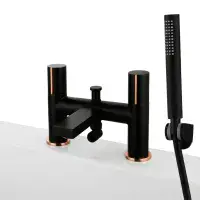 Frontline Velar Bath Shower Mixer Tap - Black with Bold Copper Accents