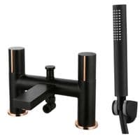 Frontline Velar Bath Shower Mixer Tap - Black with Bold Copper Accents