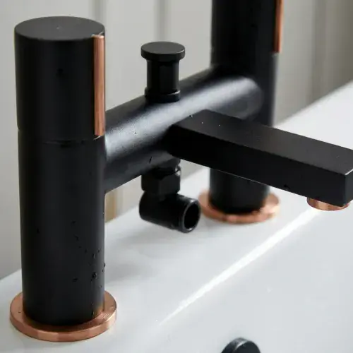 Frontline Velar Bath Shower Mixer Tap - Black with Bold Copper Accents