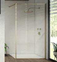 Frontline Velar Brushed Brass 900mm Walk in Shower Screen