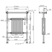 Frontline Wentworth Traditional Radiator | Black Nickel & White