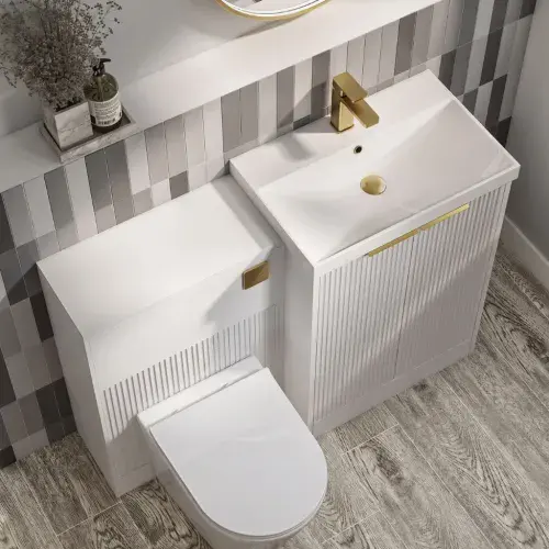 Garda 1100mm Waterproof Fluted Bathroom Furniture Set | White | Lifetime Guarantee