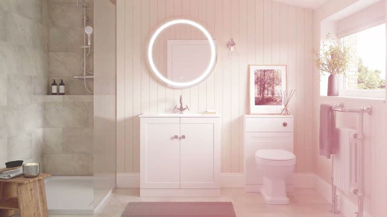 Genevieve 615mm Matt Pink 2 Drawer Wall Hung Vanity Unit inc Basin