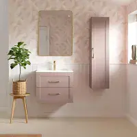 Genevieve Matt Pink Wall Hung 1 Door Tall Unit