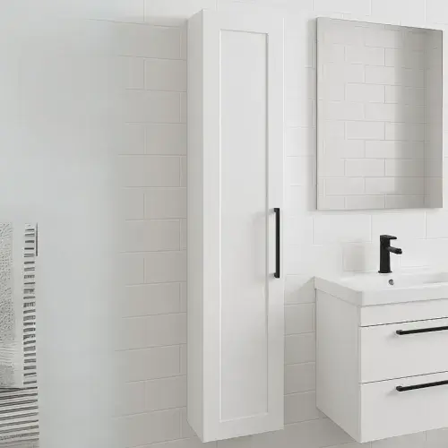 Genevieve Matt White Wall Hung 1 Door Tall Unit