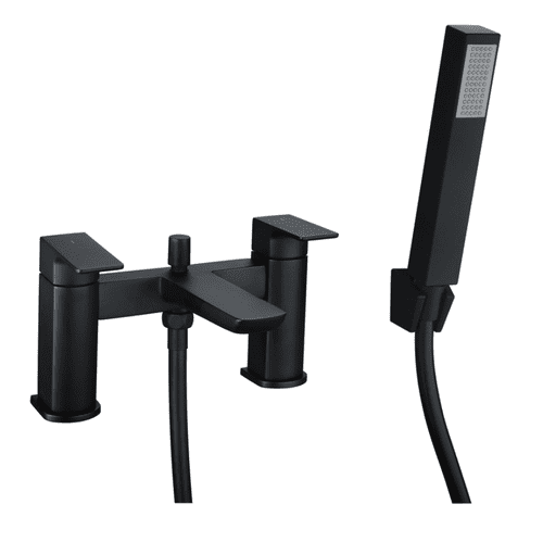 Genoa Bath Shower Mixer Tap, Black, Modern Lever Style