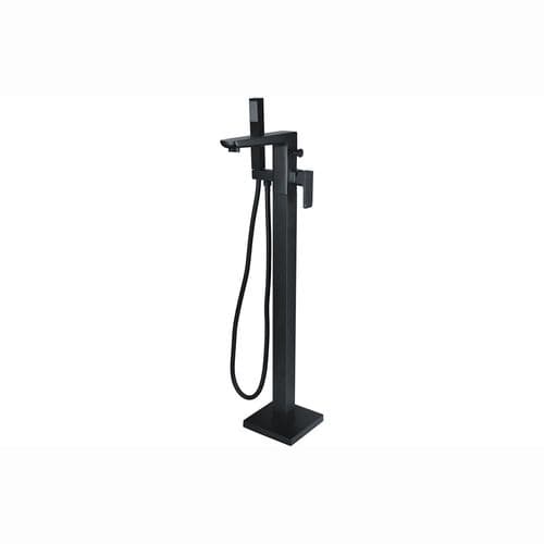 Genoa Floor Standing Bath/Shower Mixer Tap, Black, Modern Lever Style