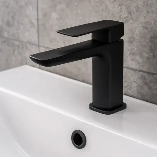 Genoa Mono Basin Tap, Black, Modern Lever Style