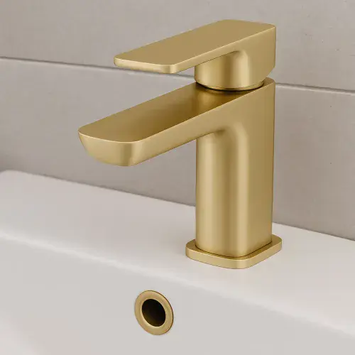 Genoa Mono Basin Tap, Brushed Brass, Modern Lever Style