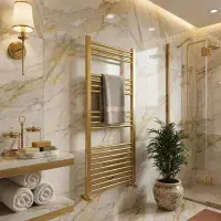 Gigi Brushed Brass Heated Towel Rail Radiator - Ladder Style - Lifetime Guarantee