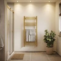 Gigi Brushed Brass Heated Towel Rail Radiator - Ladder Style - Lifetime Guarantee