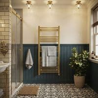 Gigi Brushed Brass Heated Towel Rail Radiator - Ladder Style - Lifetime Guarantee