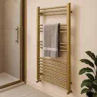 Gigi Brushed Brass Heated Towel Rail Radiator - Ladder Style - Lifetime Guarantee