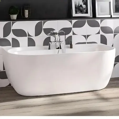 Grafton D Shape Freestanding bath 1650x790x600mm inc waste White