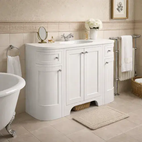 Haddon 120 CM Vanity Unit Arctic White with Stone Resin Gloss White Basin
