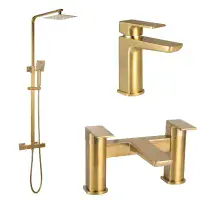 Hadleigh Brushed Brass Shower & Tap Bundle Pack | Bathcenter