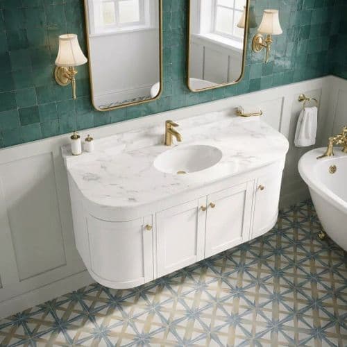 Hardwick 1200mm Traditional Wall Hung Vanity Unit - Matt White | Lifetime Guarantee