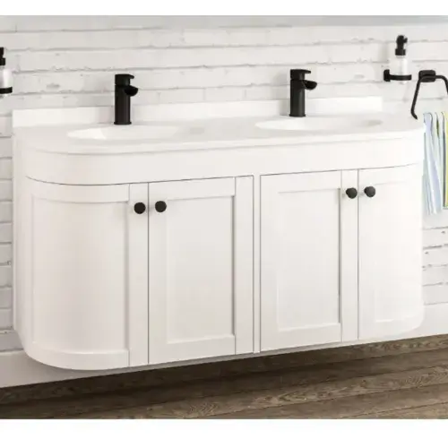 Hardwick 120CM Traditional Double Bowl Wall Hung Vanity Unit - Matt White