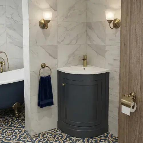 Hardwick 430mm Traditional Corner Vanity Unit & Basin | Matt Anthracite | Soft Close Door