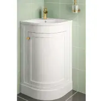 Hardwick 43cm Corner Vanity Unit & Basin | Matt White | Bathcenter | Lifetime Guarantee