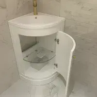 Hardwick 43cm Corner Vanity Unit & Basin | Matt White | Bathcenter | Lifetime Guarantee