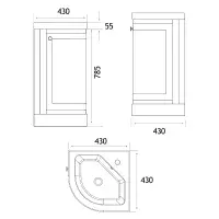 Hardwick 43cm Corner Vanity Unit & Basin | Matt White | Bathcenter | Lifetime Guarantee