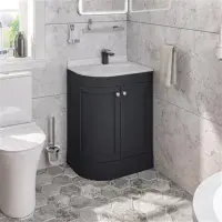Hardwick 60CM Curved Edge Unit - Matt Anthracite - Left or Right Hand