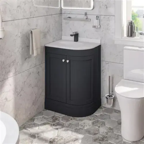 Hardwick 60CM Curved Edge Unit - Matt Anthracite - Left or Right Hand