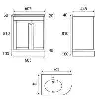 Hardwick 60CM Curved Edge Unit - Matt White - Left or Right Hand