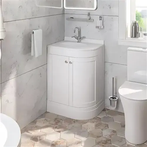 Hardwick 60CM Curved Edge Unit - Matt White - Left or Right Hand