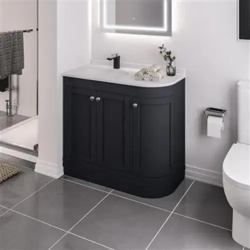 Hardwick 90CM Curved Edge Unit - Matt Anthracite - Left or Right Hand