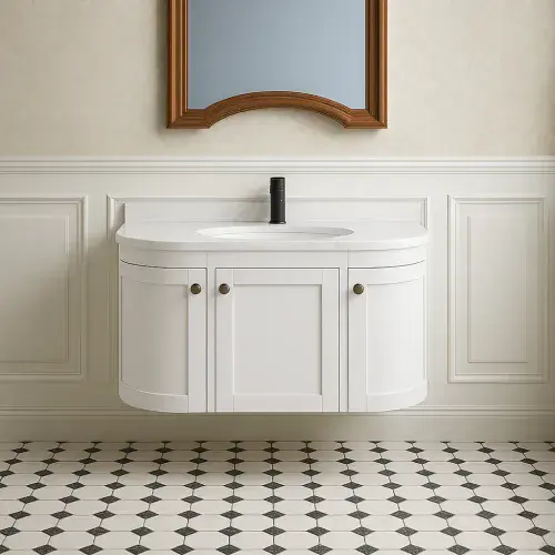 Hardwick 90CM Traditional Wall Hung Vanity Unit - Matt White - Lifetime Guarantee