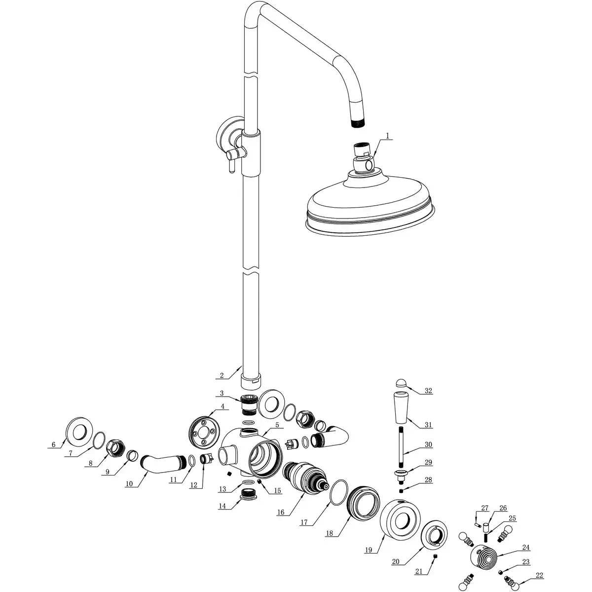 The Bathroom Stop Havesun Shower Pack Two - Concentric Single Outlet Shower Valve & Overhead Kit - Chrome