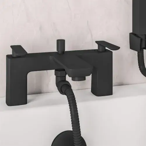 Helston Bath Shower Mixer Tap (BSM) with Handset in Black