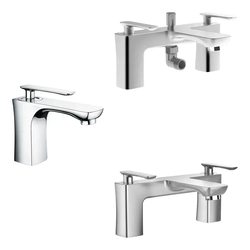 Helston Chrome Bathroom Tap Set - Basin Mono Bath Filler & Bath Shower ...